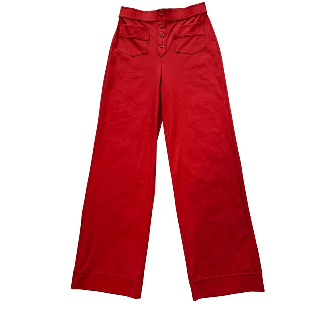Halara Orange High Waisted Wide Leg Trousers Button Fly Sailor Pants Size S NWT